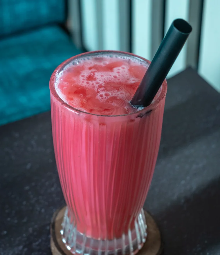 Refreshing pink rose drink