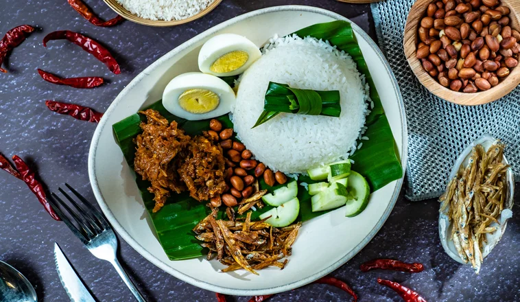 Nasi lemak with sambal and anchovies