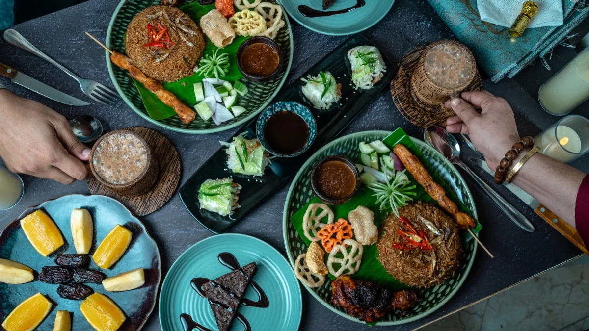 Malaysian dishes spread on a table